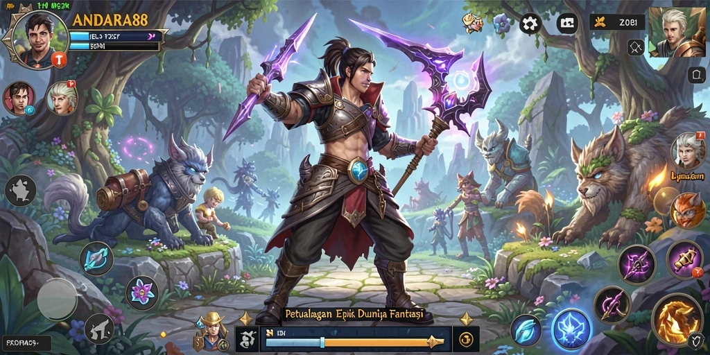 Screenshot gameplay ANDARA88 menampilkan aksi pertempuran yang dinamis dan mendebarkan.