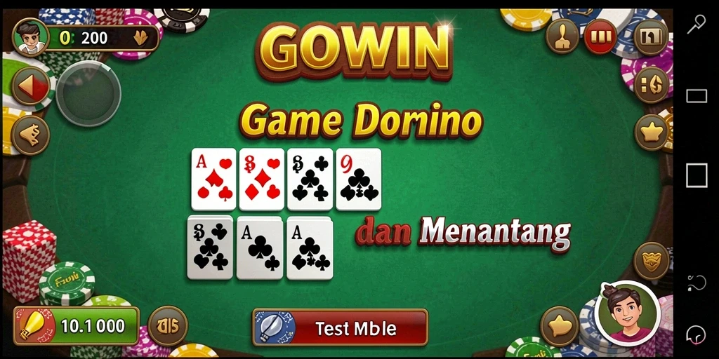Screenshot GOWIN menunjukkan gameplay menarik Domino.