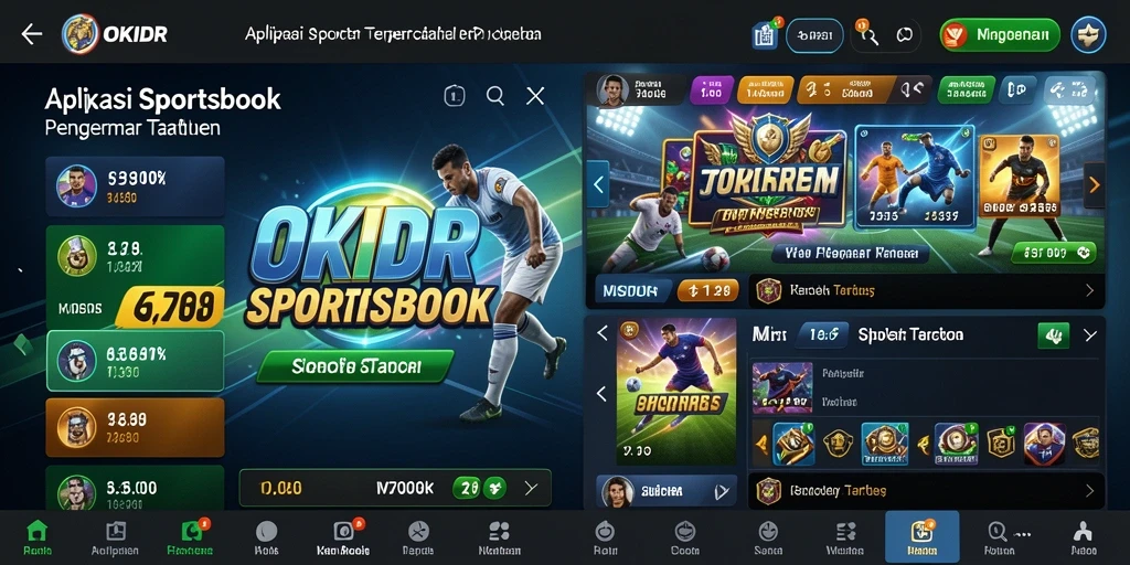 Screenshot utama OKIDR menampilkan antarmuka aplikasi Sportsbook yang menarik.