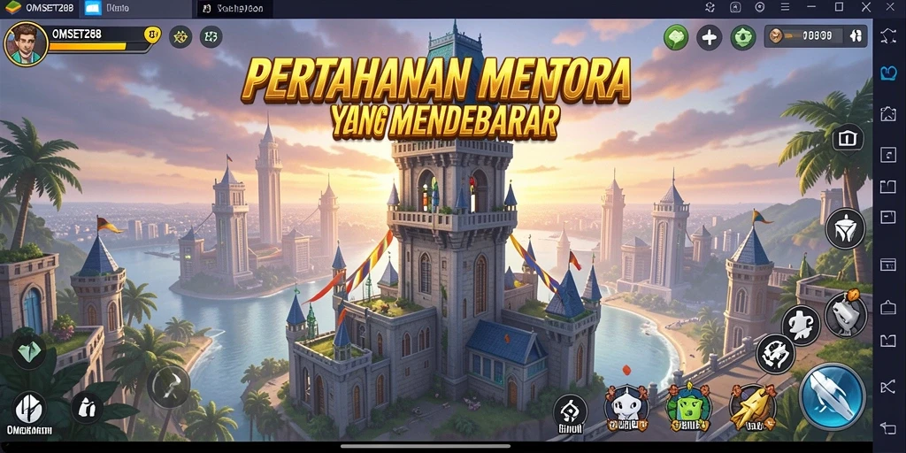 Tampilan gameplay seru dalam OMSET288 yang menantang strategi Tower Defense.