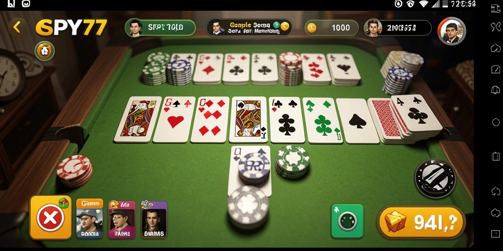 Tampilan gameplay seru dalam SPY77, menampilkan permainan Gaple yang menyenangkan.