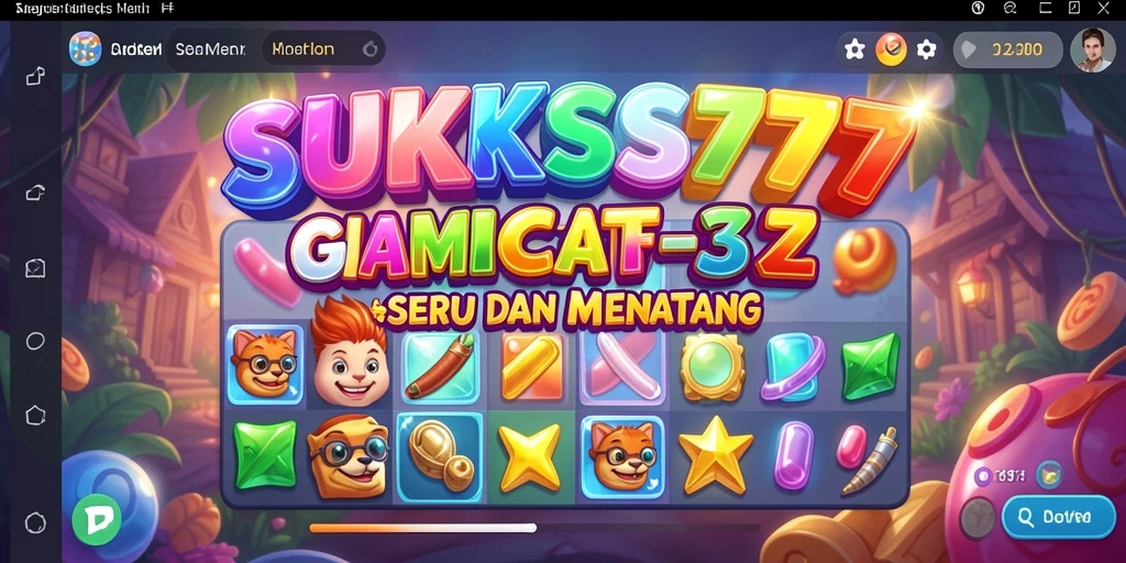 Tampilan gameplay Match-3 yang penuh warna dan seru.