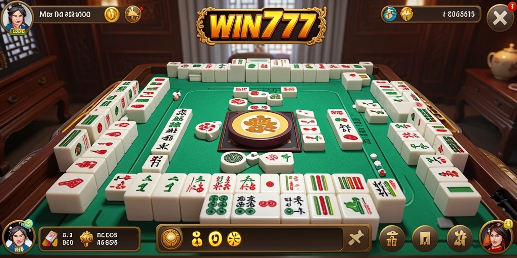 Tampilan gameplay yang mendebarkan dari WIN777 dengan ubin Mahjong berwarna-warni.